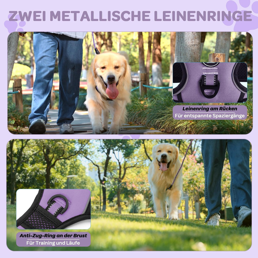 FURRYFECTION Hundefreileinengeschirr Zugfrei Würgfrei, Reflektierendes Oxfordgewebe, Polsternder Gri