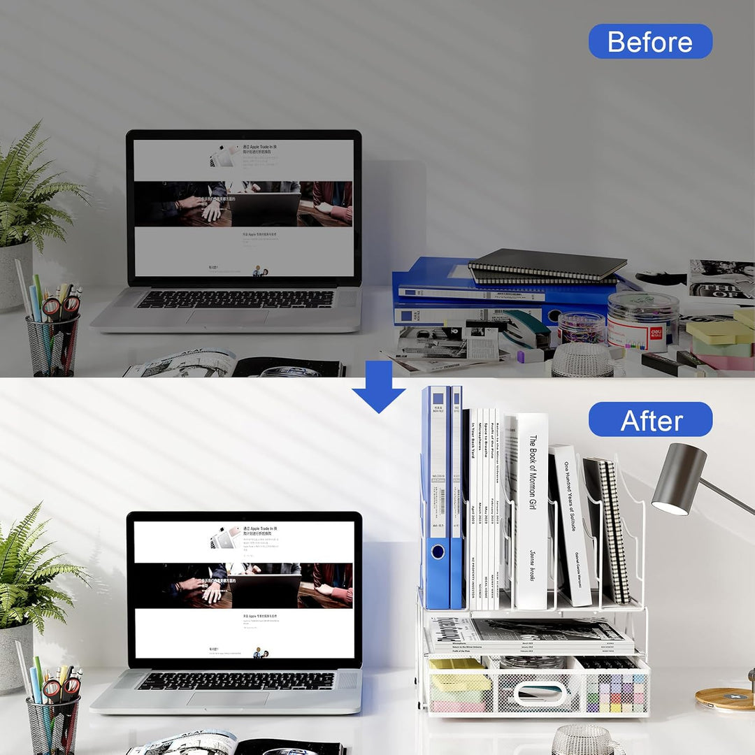 EasyPAG 6 Fächer A4 Metall Büro Schreibtisch Organizer Dokumentenhalter Aktenablage Zeitschriftenhal