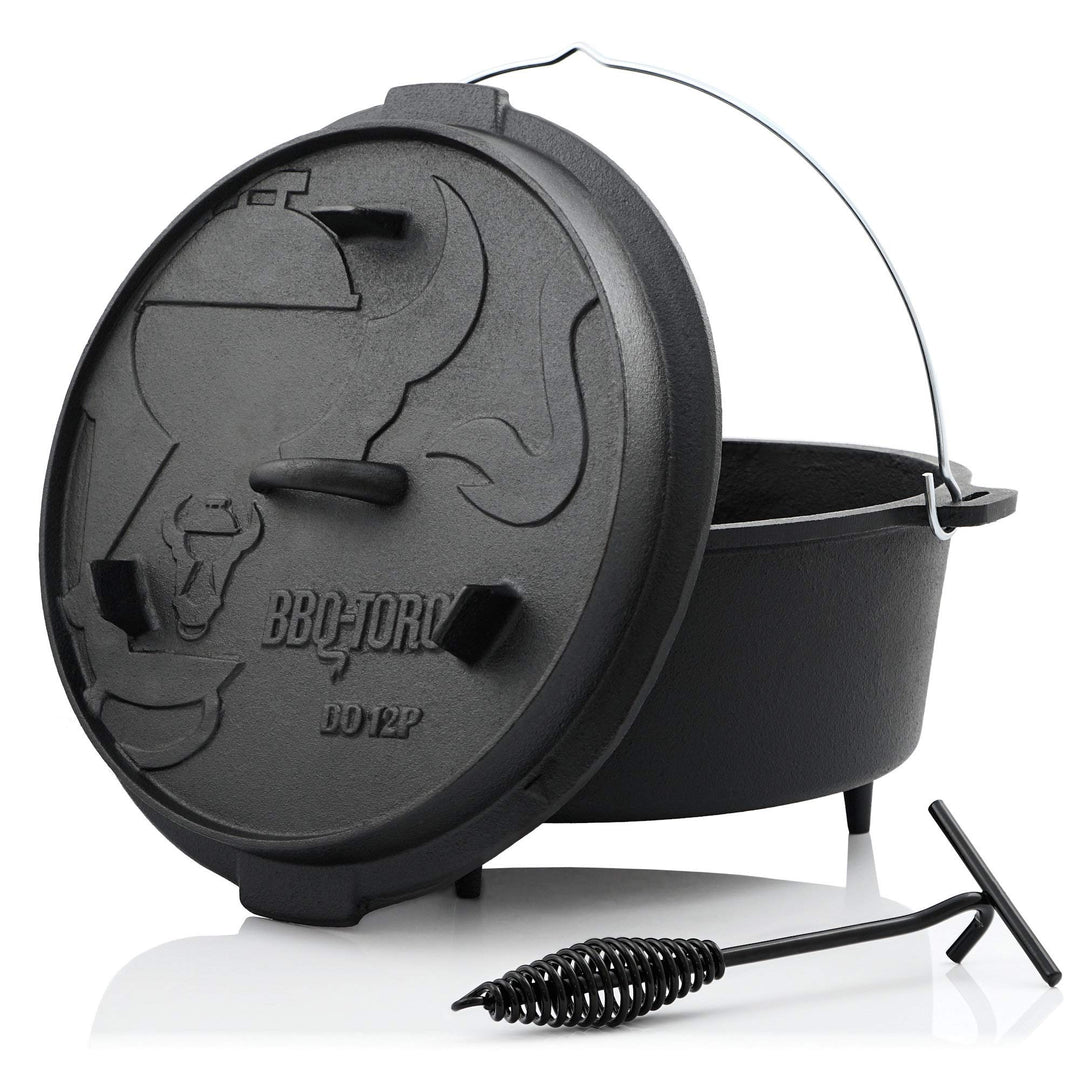 BBQ-Toro Dutch Oven Premium Serie | 13,6 Liter (DO12P), Topf mit Füsse | bereits eingebrannt - prese
