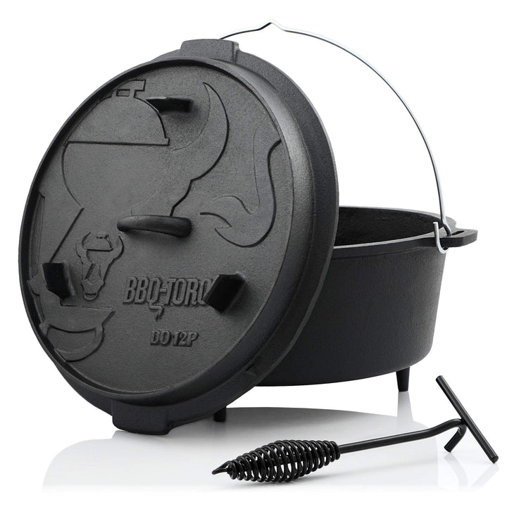 BBQ-Toro Dutch Oven Premium Serie | 13,6 Liter (DO12P), Topf mit Füsse | bereits eingebrannt - prese