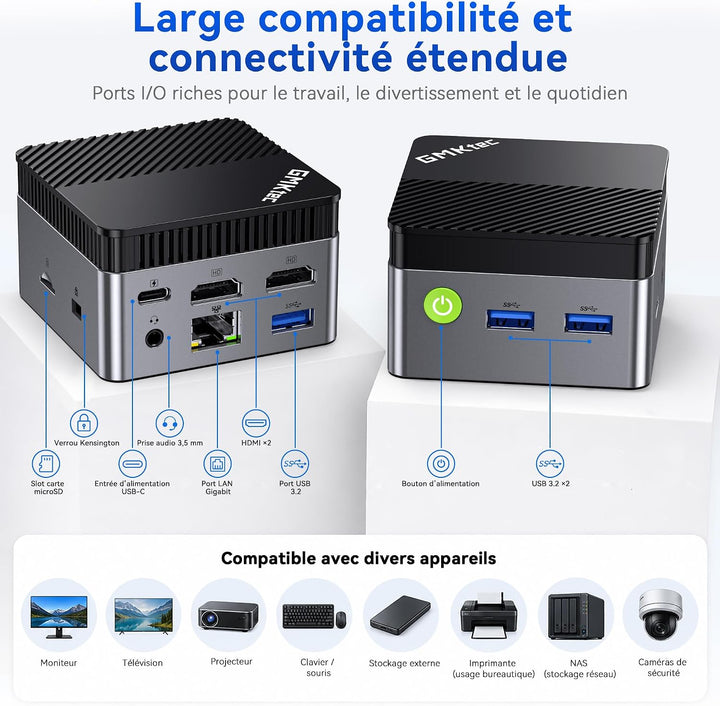 GMKtec G5S Mini-PC,Intel N5095 bis zu 3,6 GHz,8GB LPDDR4,128GB SSD, Dual-HDMI-4K-Display, Wi-Fi 6, B