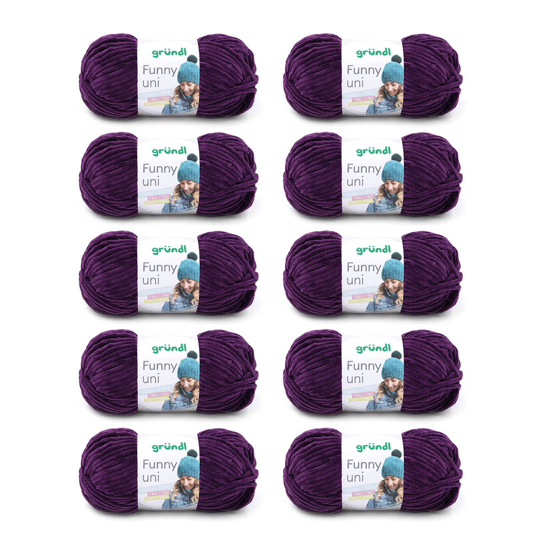 Gründl Funny uni Strick- &amp; Häkelgarn (samtartiges Chenille-Garn aus 100 % Polyester, 10 x 100 g / 12