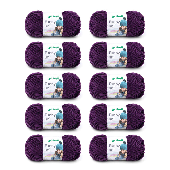 Gründl Funny uni Strick- &amp; Häkelgarn (samtartiges Chenille-Garn aus 100 % Polyester, 10 x 100 g / 12