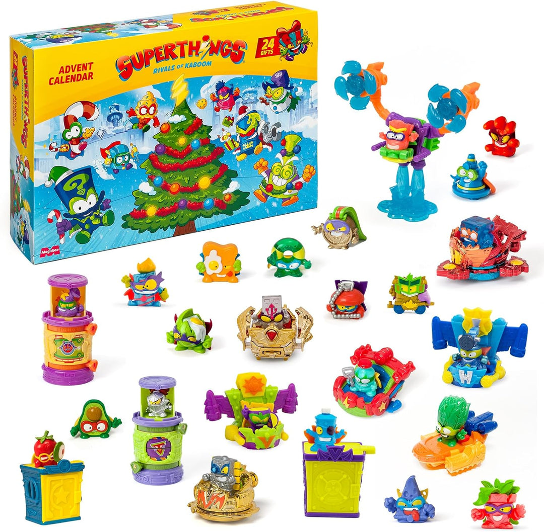 Superthings Adventskalender mit 24 besonderen Geschenken und Überraschungen. Enthält Minifiguren von