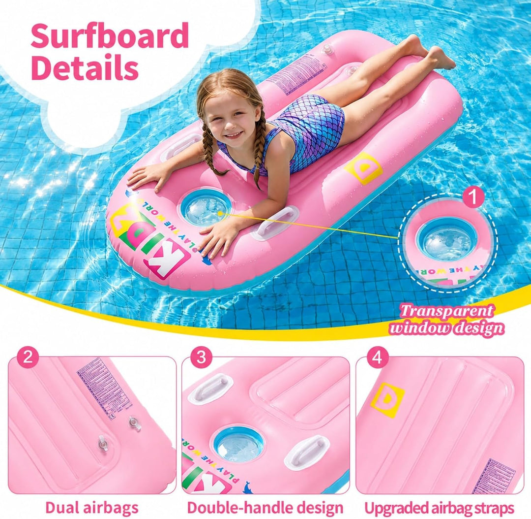 Schwimmbrett Bodyboard Aufblasbar, Surfbrett Bodyboard mit Griffen, Schwimmhilfe Aufblasbar Kinder,