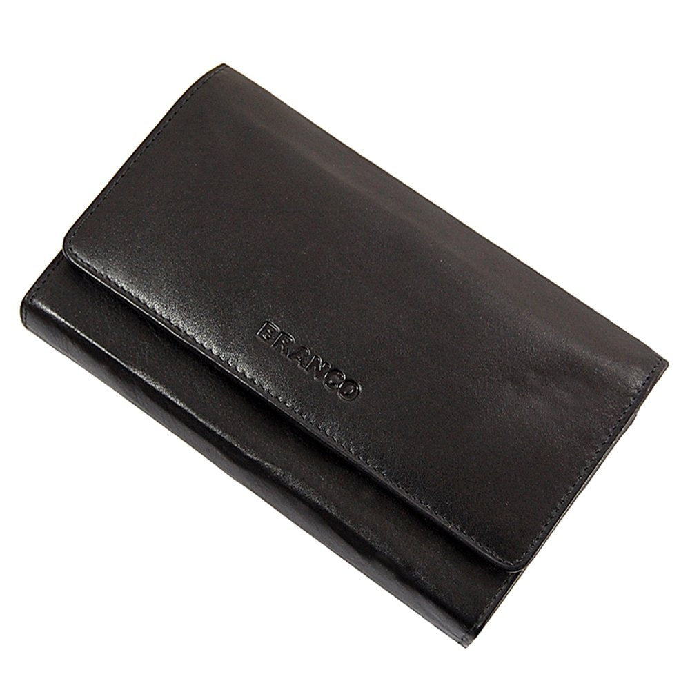 Branco Damen Leder Geldbörse 17 cm lang, Portemonnaie aus Rindleder 6 Farben, Geldbeutel mit 6 Kredi