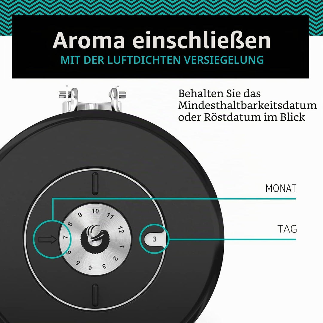 Coffee Gator Kaffeedose Luftdicht (Mittel 1,3 L) - Kaffeebohnen Behälter aus Edelstahl mit CO2-Venti