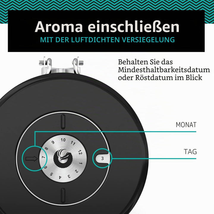 Coffee Gator Kaffeedose Luftdicht (Mittel 1,3 L) - Kaffeebohnen Behälter aus Edelstahl mit CO2-Venti