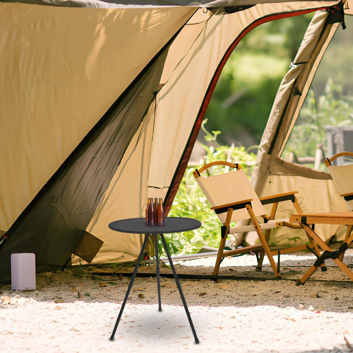 BESPORTBLE Klappbarer Campingtisch Rund Tragbar Höhenverstellbar Stabil Leicht Für Outdoor Picknick