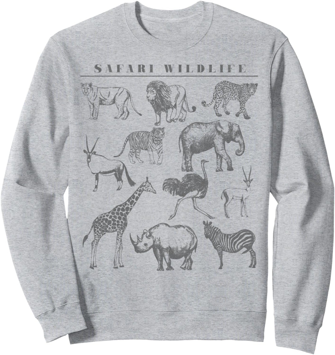 Safari Wildlife Animal Sketches Sweatshirt