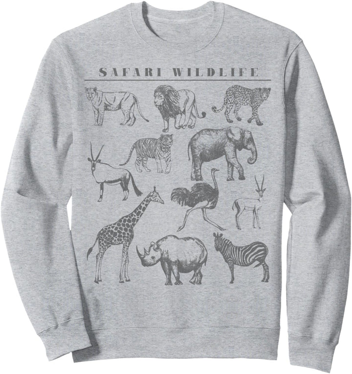 Safari Wildlife Animal Sketches Sweatshirt