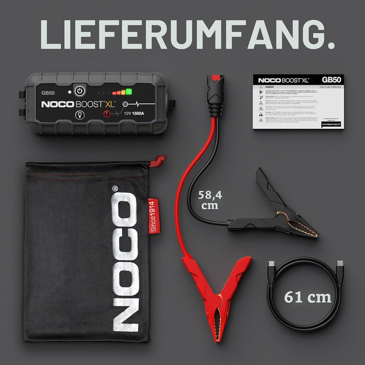 NOCO Boost XL GB50 1500A 12V UltraSafe Starthilfe Powerbank, Auto Batterie Booster, Tragbare USB Lad