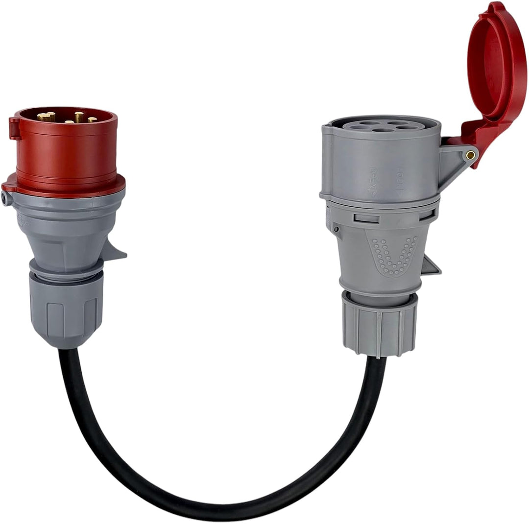 RoadEu - CEE Adapter 32A auf 32A mit Phasenwender - Starkstrom Adapter 32A Stecker auf 32A Kupplung