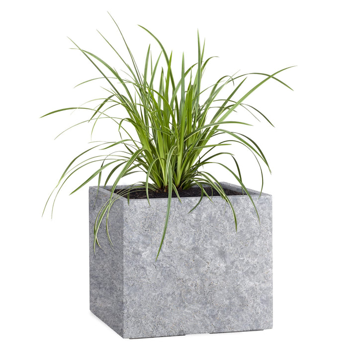 Pflanzwerk® Pflanzkübel Cube Lava Hellgrau 28x28x28cm Blumentopf *Frostbeständige Blumenkübel* *UV-S