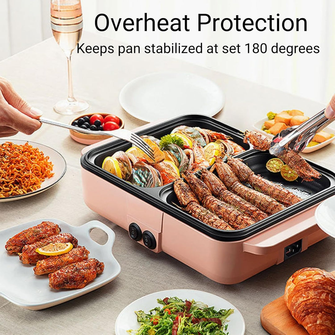 Topyond 1200W Elektrischer Innengrill Tischgrill,Elektrisch Koreanischer Grill,Kontaktgrill,Grillpla