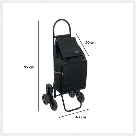 5five - einkaufswagen mit 6 rädern "nomade" metall schwarz | Leichtmetall, Reissverschlusstaschen, F