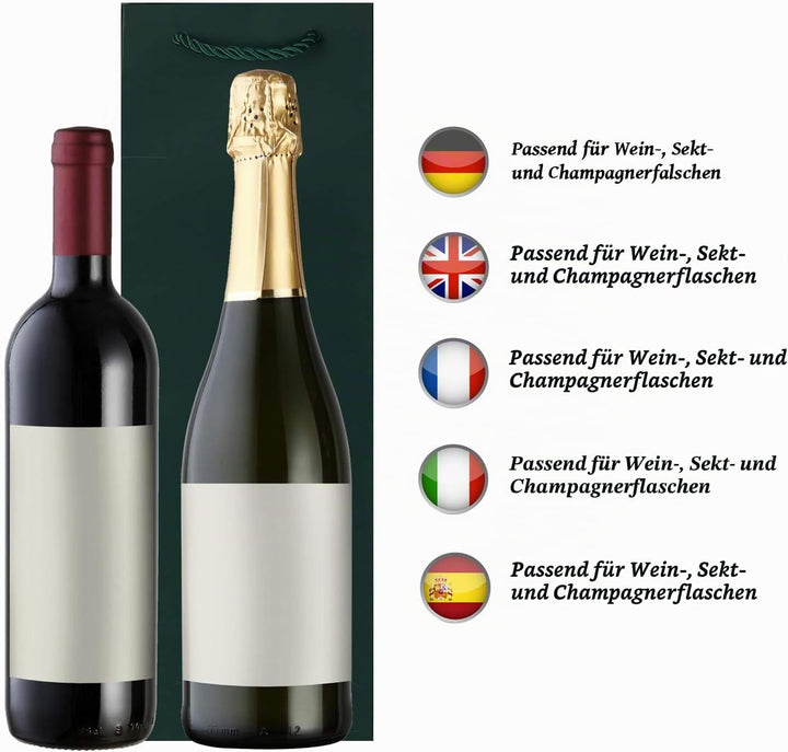 10er Packung Flaschentüten Geschenktüten dunkelgrün für Wein Sekt und Champagner geeignet 36x12x10,