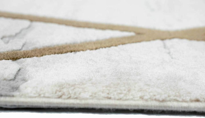 Teppich-Traum moderner Wollteppich mit Marmor-Design und abstraktem Muster in Creme braun, Grösse 16