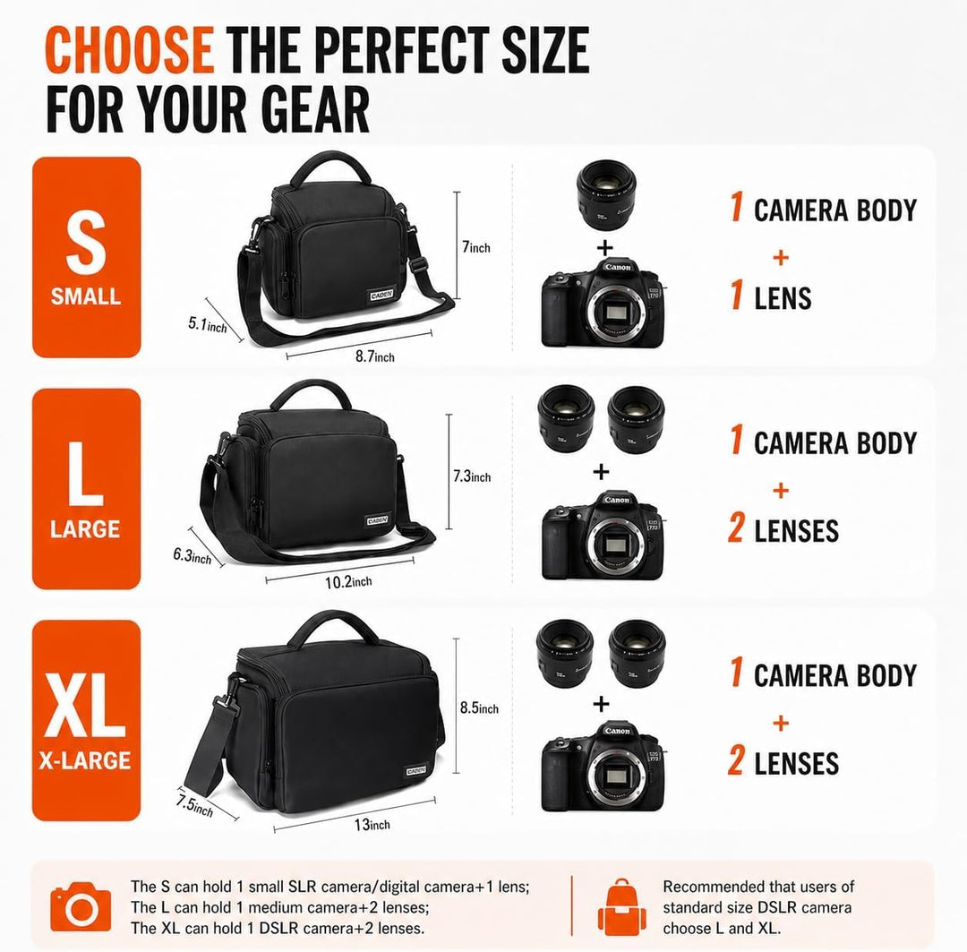 CADeN Kameratasche Wasserdicht fototasche Sling Umhängetasche für spiegelreflexkameras 1 DSLR SLR Ca