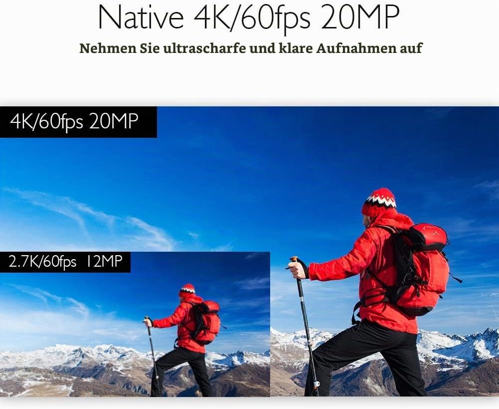 AKASO Action Cam 4K60FPS, Unterwasserkamera 40M Wasserdicht 20MP WiFi Actioncam mit EIS Stabilisieru
