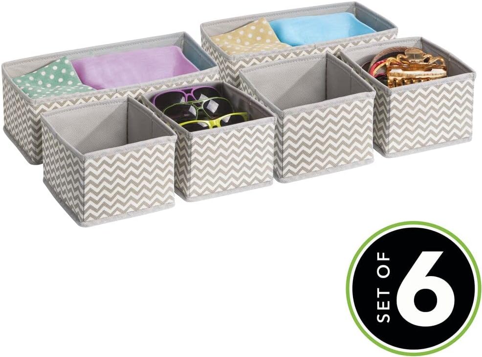 mDesign 6er-Set Stoffbox für Schrank oder Schublade – die ideale Aufbewahrungsbox für Wäsche, Gürtel