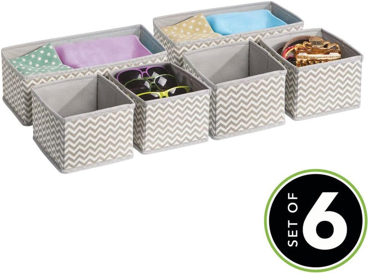 mDesign 6er-Set Stoffbox für Schrank oder Schublade – die ideale Aufbewahrungsbox für Wäsche, Gürtel