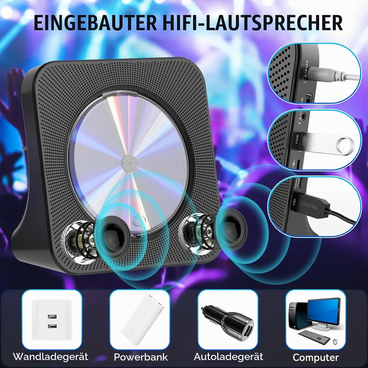 Gueray DVD Player für TV All Region Free Desktop DVD/CD Player für Zuhause mit Bluetooth Lautspreche