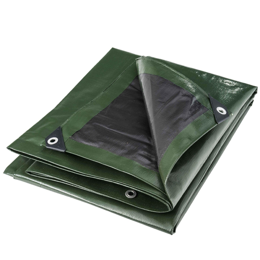 Werkapro Multifunktions-Abdeckplane, Schwarz und Grün, 240 g/m², 3 x 5 m 3x5 m, 3x5 m