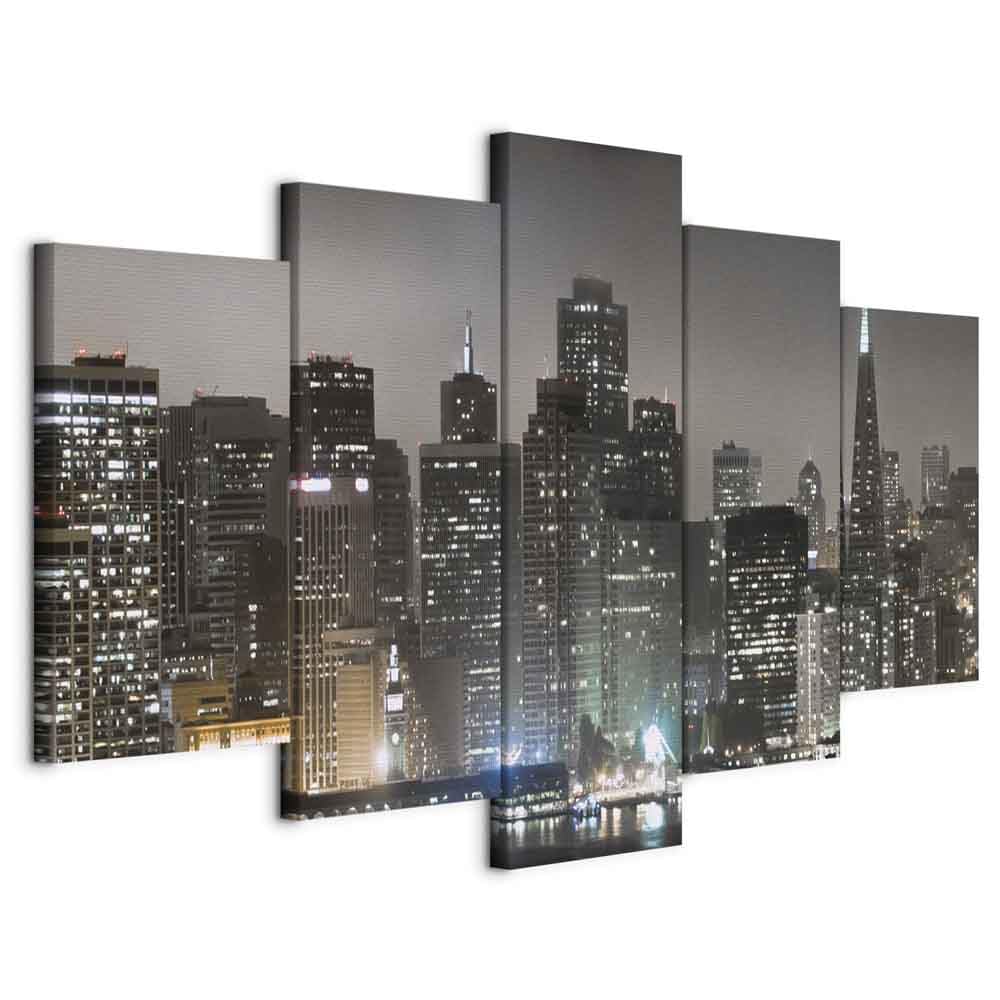 murando - Wandbilder XXL New York 100x50cm 5 tlg - Wand Deko Leinwand Bilder Gross Wanddeko Wohnzimm