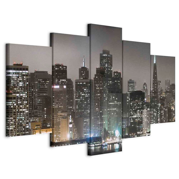 murando - Wandbilder XXL New York 150x75cm 5 tlg - Wand Deko Leinwand Bilder Gross Wanddeko Wohnzimm
