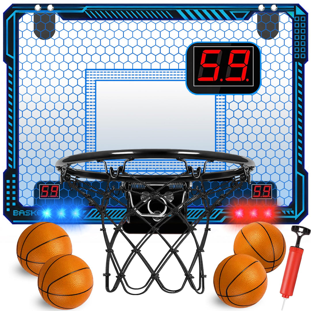TEUVO Basketballkorb für Kinder und Erwachsene, Strong Indoor Mini Basketballkorb für Tür mit Pumpe,
