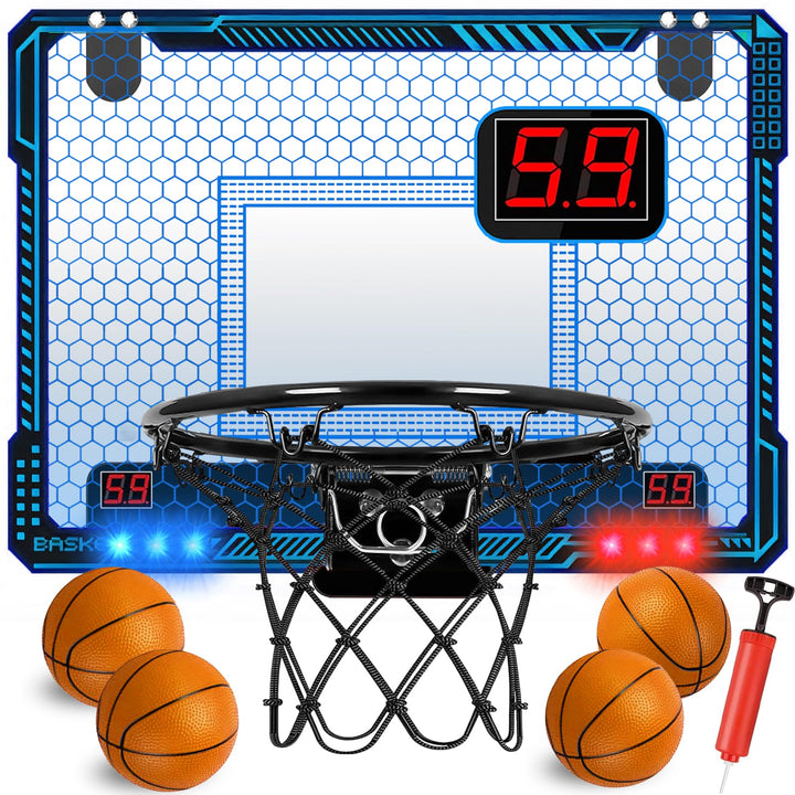 TEUVO Basketballkorb für Kinder und Erwachsene, Strong Indoor Mini Basketballkorb für Tür mit Pumpe,