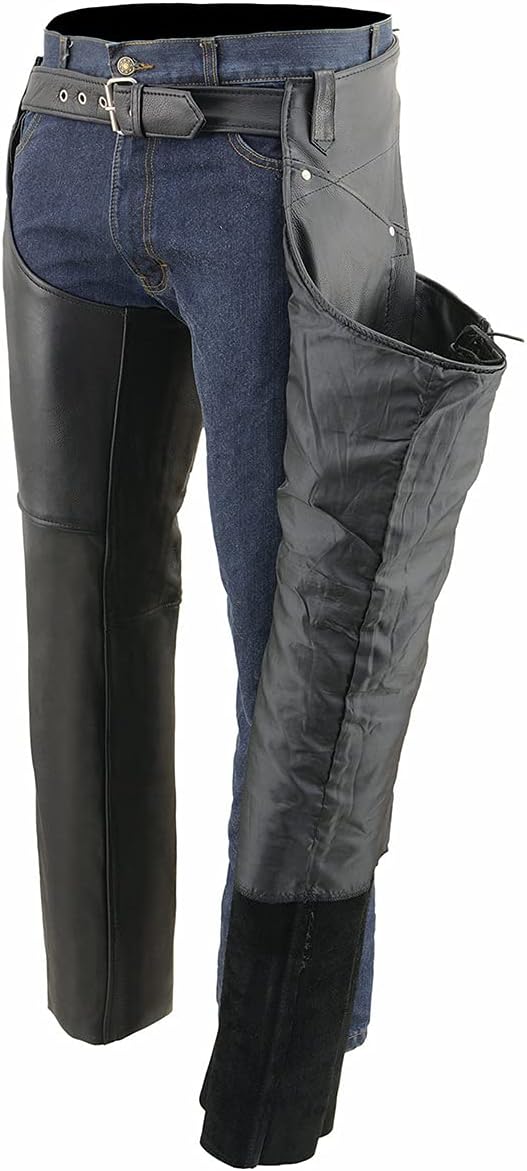 Milwaukee Leather ML1173 Damen-Hüftchaps aus Leder, klassisch, Schwarz, Grösse M, M