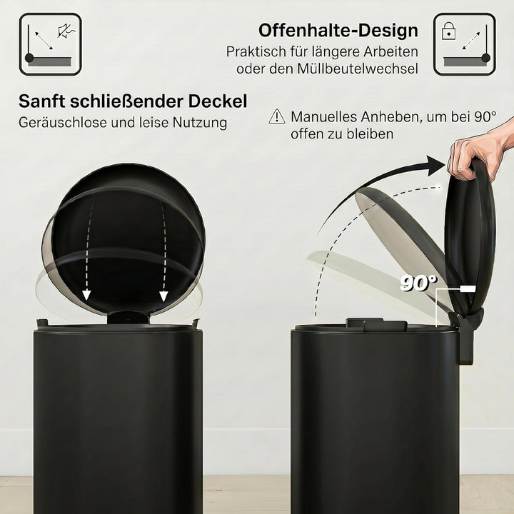 HOMCOM Mülleimer 20L Treteimer Abfalleimer mit Deckel und Fusspedal, Müllbehälter mit Inneneimer, So