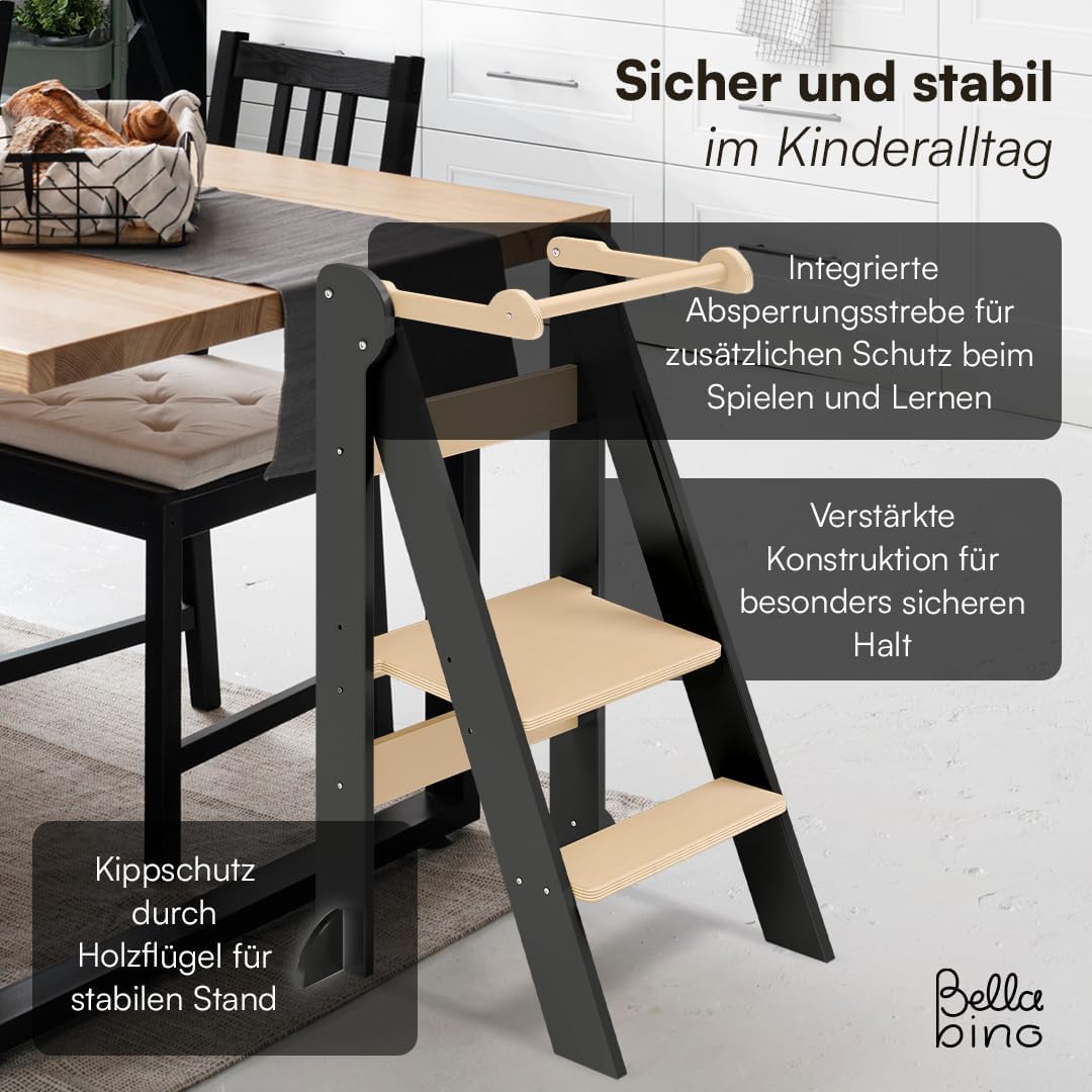 Bellabino Tay Lernturm ab 1 Jahr – Learning Tower 2-Fach höhenverstellbar & klappbar – Lernstuhl in