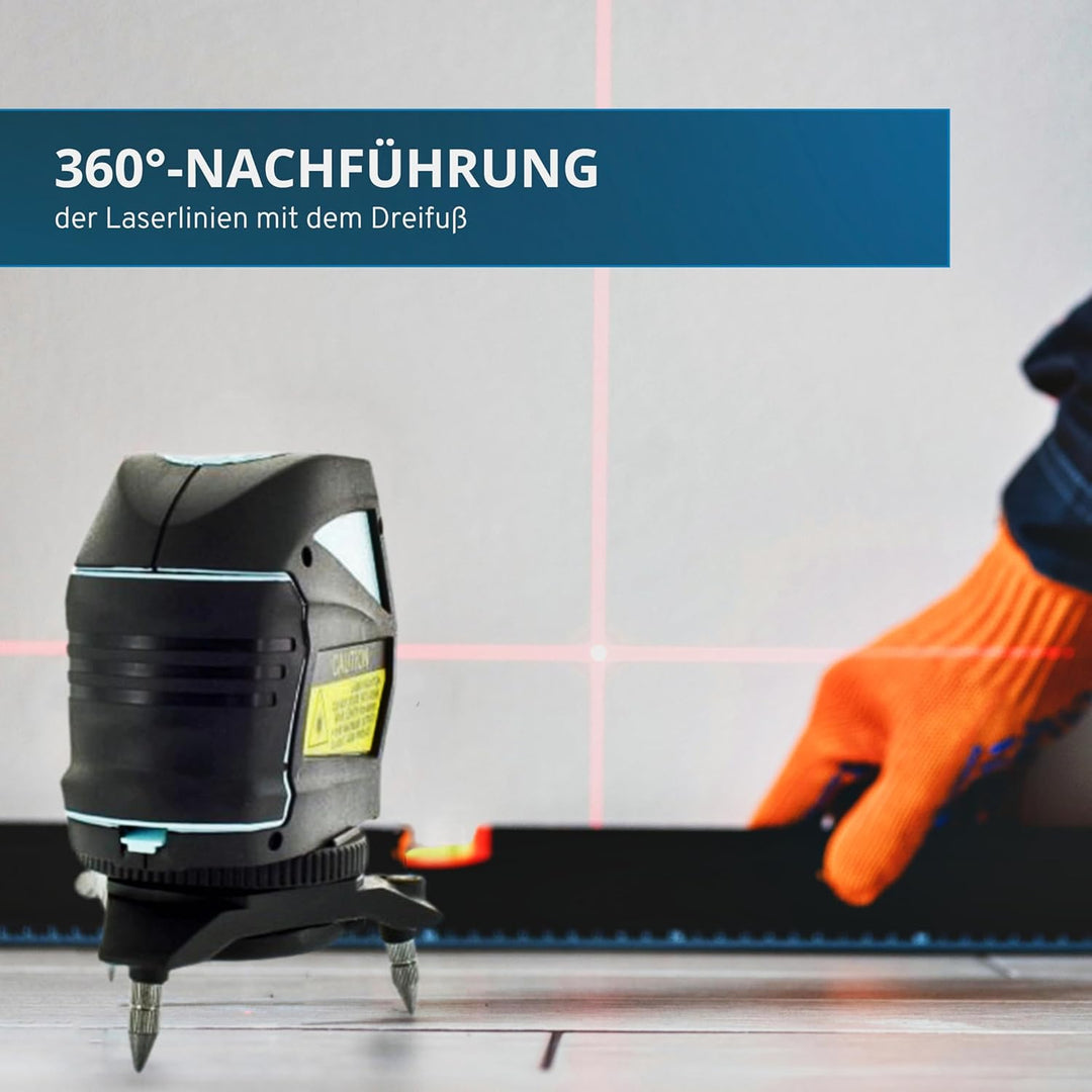 hedue® Linienlaser L1 - Roter Kreuzlinienlaser mit magnetischer Halterung (Multifunktions-Adapter),