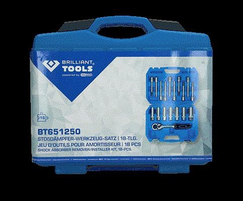 Brilliant Tools BT651250 Stossdämpfer-Werkzeug-Satz, 18-tlg 18-Tlg. Schwarz Silber, 18-Tlg. Schwarz