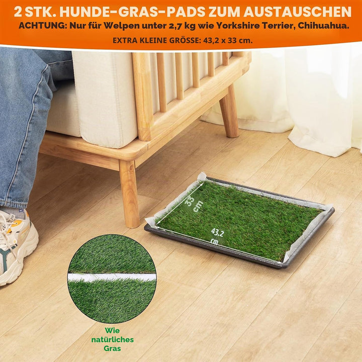 MEEXPAWS Hundetoilette Hundegras-Pisspads für Hunde mit Tablett | 2× Kunstrasenpads für Hunde | 2 Tr