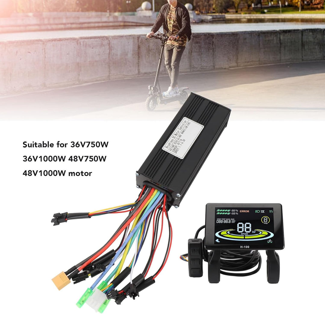 BuyWeek Elektrofahrrad Brushless Motor Controller Kit, 36V 48V 750W 1000W 30A 3 Modus Sinuswelle Con
