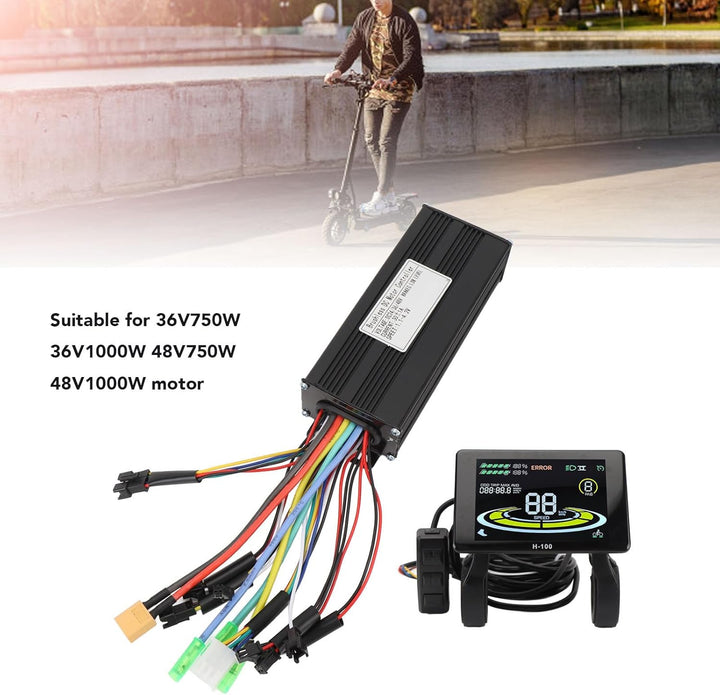 BuyWeek Elektrofahrrad Brushless Motor Controller Kit, 36V 48V 750W 1000W 30A 3 Modus Sinuswelle Con