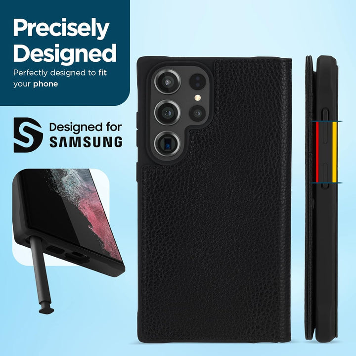 Case-Mate Wallet Echtleder Bookcase kompatibel mit Samsung Galaxy S23 Ultra Hülle Leder [3,6 m Falls
