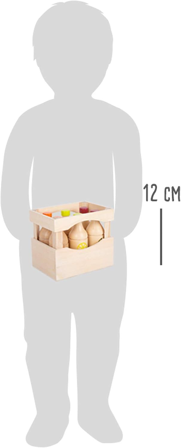 small foot Flaschenkiste "fresh" aus Holz, 6 Flaschen aus 3 Sorten, Zubehör für Kaufmannsladen, ab 3