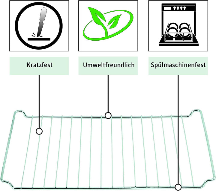 ICQN 42.2 x 37 cm Backbleche & Gitter Set, 3 cm Tief Emailliert Fettpfanne und Verchromt Backofenros
