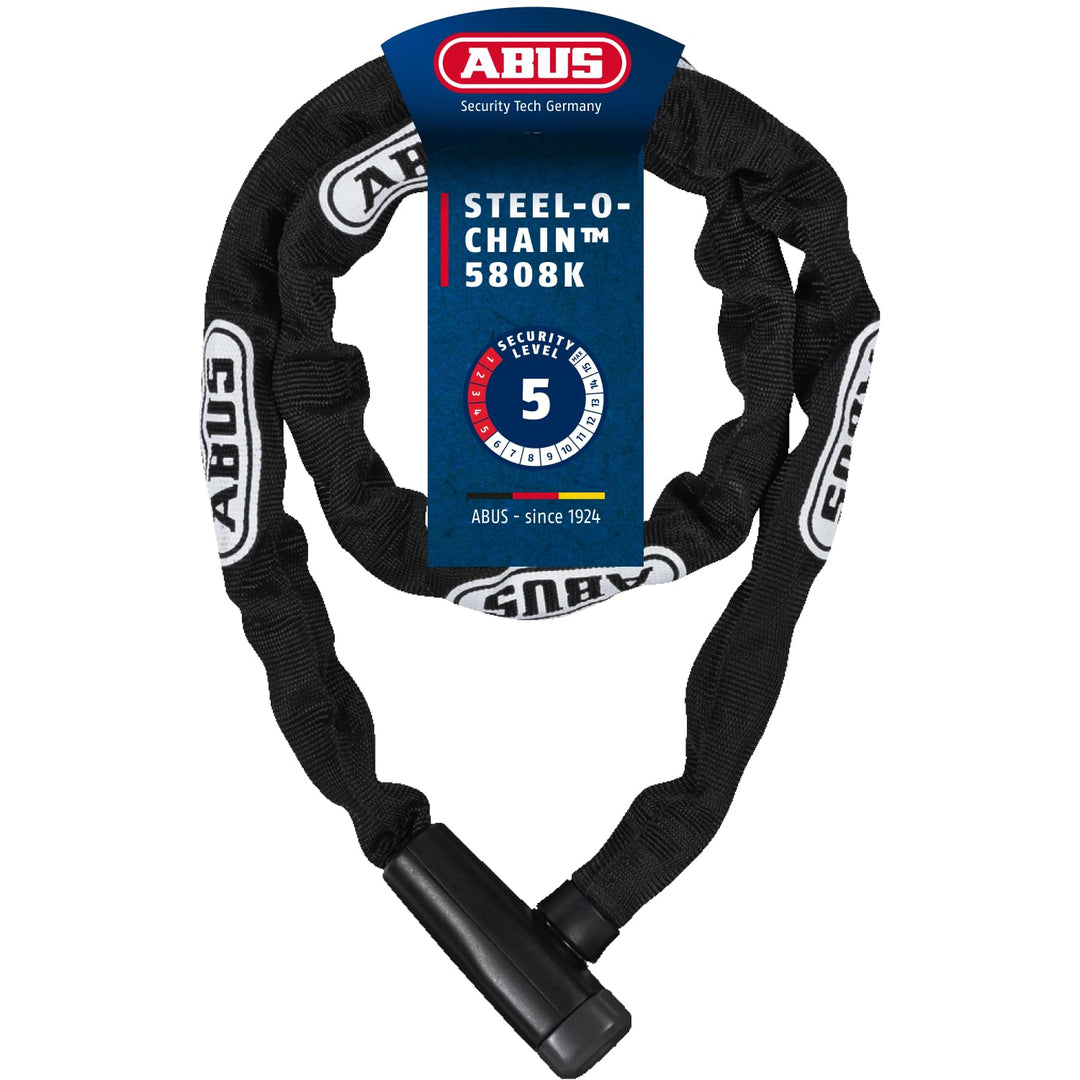 ABUS Kettenschloss Steel-O-Chain 5805K – Fahrradschloss aus Stahl – ABUS-Sicherheitslevel 5 Schwarz