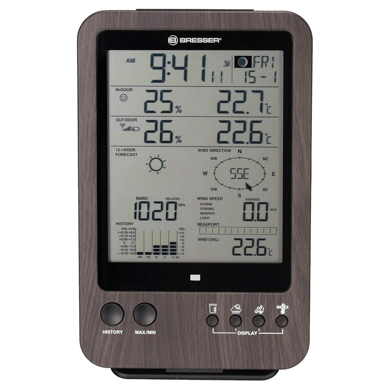 Bresser Wetterstation Funk mit Aussensensor Wetter Center 5-in-1,