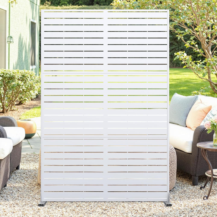 Paravent Outdoor, 120x180cm Freistehender Sichtschutz aus Stahl, Windschutz für Terrasse und Garten,