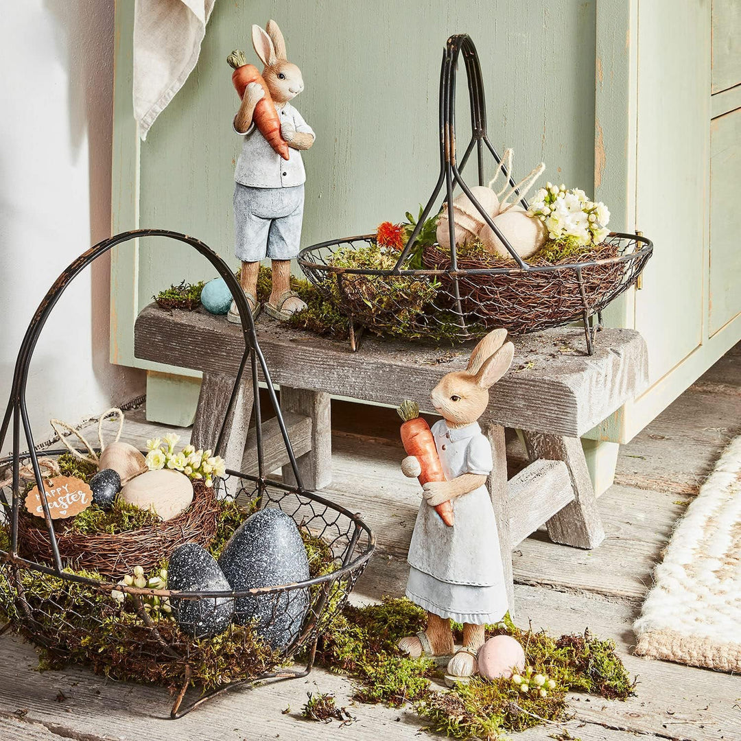 Loberon® Hase 2er Set Gimont, handbemaltes Häschen-Paar, detailverliebt gestaltet, nostalgischer Cha