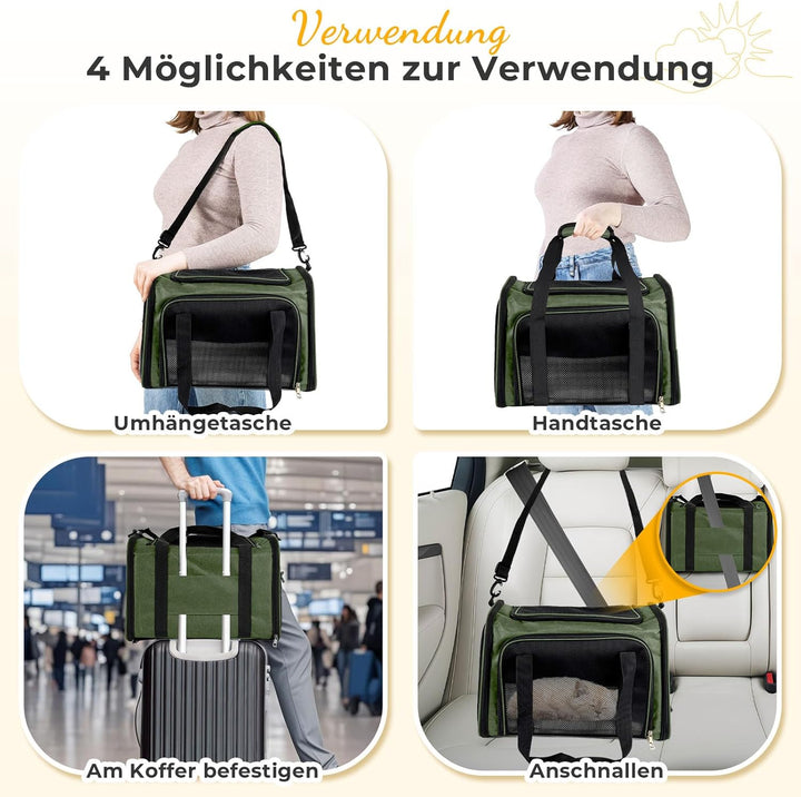 Transporttasche für Katze Hund, Hundetransportbox, Faltbare Katzentransportbox, tragbar, 5kg Katzen