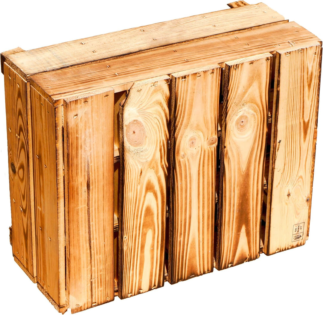 3er Set Flaschenregal '12er' Weiss / Natur / Geflammt & Lackiert - Masse 50x40x23cm Regalkiste Flasc