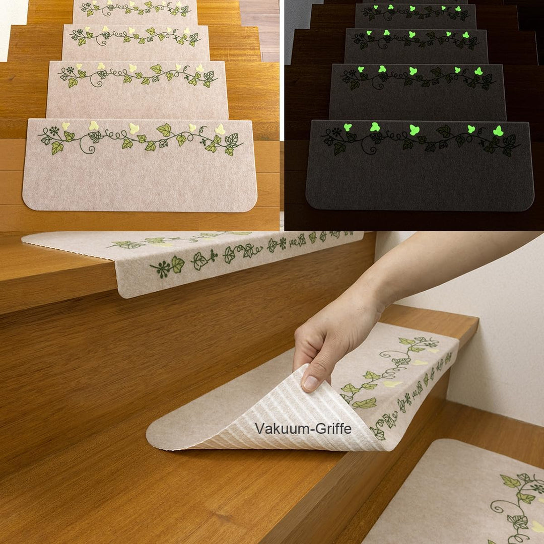 FuKuEn Stufenmatten Leuchtend Beleuchtung Treppenstufen Waschbar Teppich für Treppenstufen Selbstkle